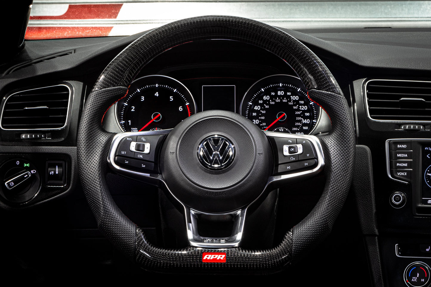 APR Steering Wheel - Carbon Fiber & Perforated Leather
MK7 GTI/GLI Red (For use with Paddles)