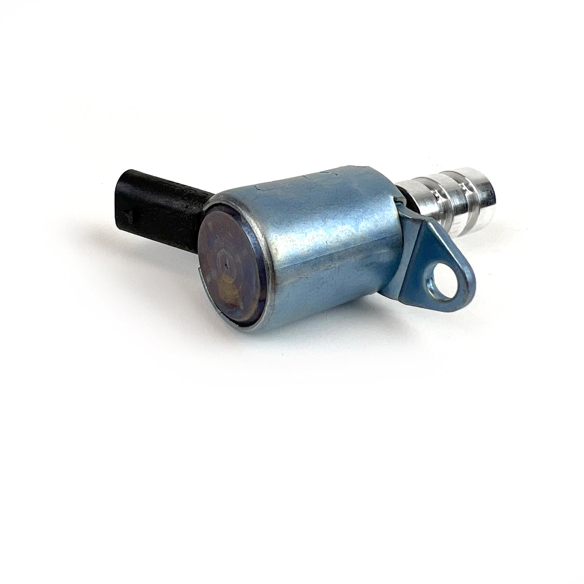 06E-115-243-H Genuine VW/Audi Engine Oil Control Solenoid Valve, original product photograph showing mounting ear and actuator housing, original product photo