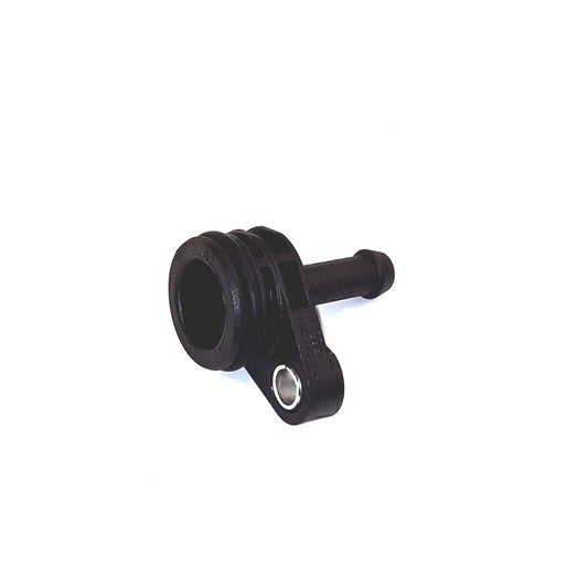 06K-121-143 Genuine VW/Audi black cylinder-head coolant hose adapter with sealing ring, part identification, original product photo 1