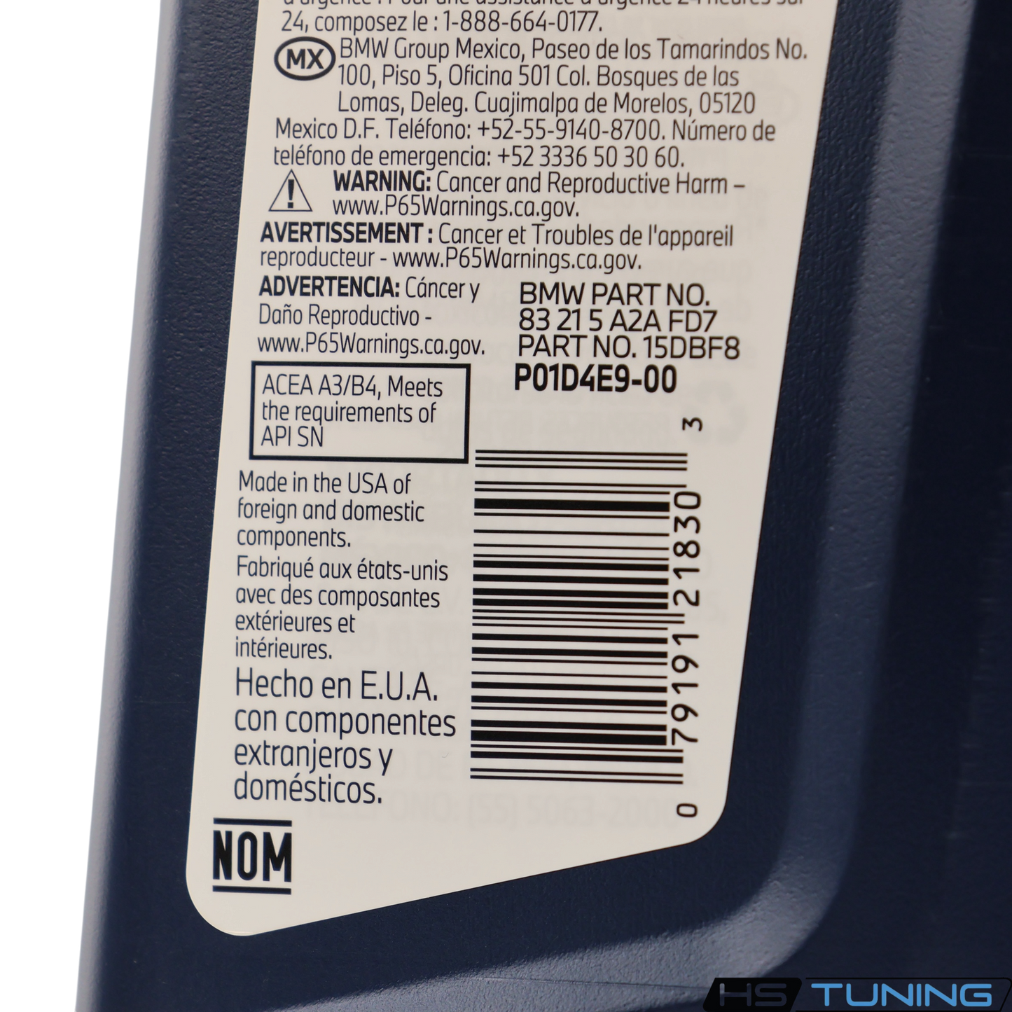Genuine BMW | 10W-60 Engine Oil | 83-21-5-A2A-FD7