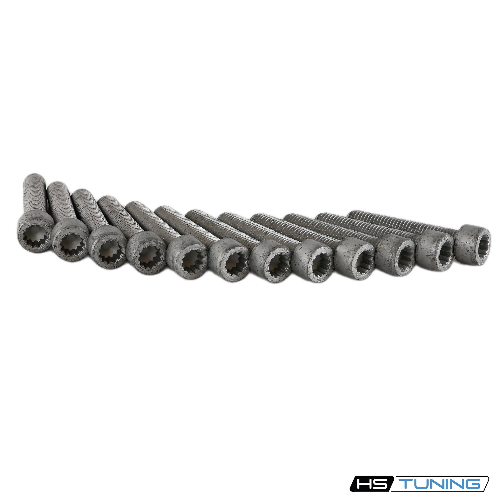 HS Tuning clutch installation hardware bolts for VW GTI and GLI models arranged in a row