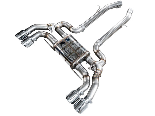 AWE Valved SwitchPath™ Axleback Exhaust for BMW F97 X3 M / F98 X4 M - Chrome Silver Tips