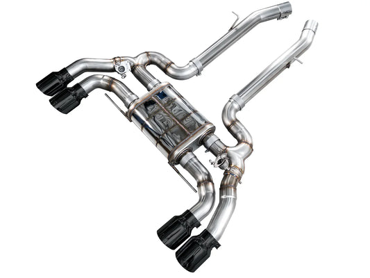 AWE Valved SwitchPath™ Axleback Exhaust for BMW F97 X3 M / F98 X4 M - Diamond Black Tips