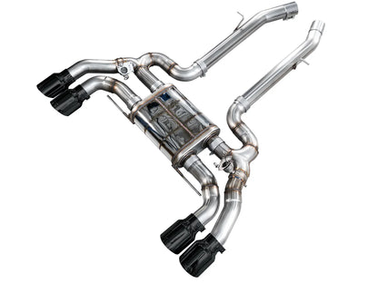 AWE Valved SwitchPath™ Axleback Exhaust for BMW F97 X3 M / F98 X4 M - Diamond Black Tips