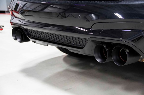 Dinan Free Flow Axle-Back Exhaust - 2020-2025 BMW X3M/X4M Stainless Steel - Black Tips - F97/F98