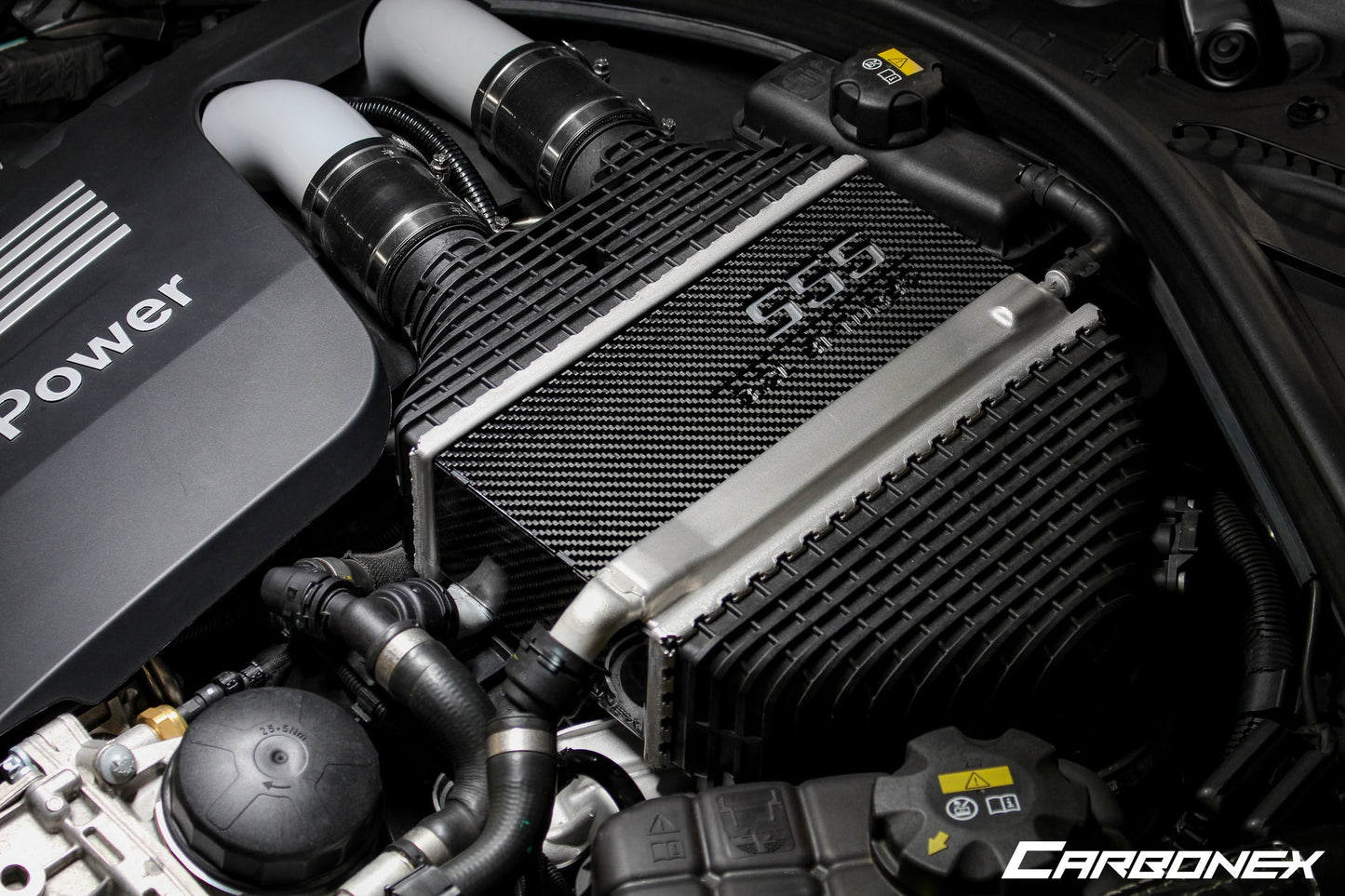 Carbonex F8X (S55) Carbon Charge Cooler Cover - Engraved