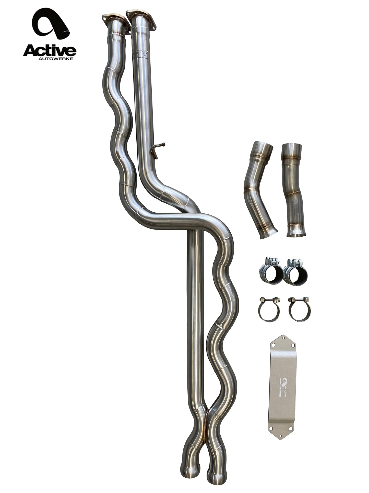 F8X BMW M3 & M4 Equal Length Mid Pipe (US Patent 11248511, UK and EU patent 3882441) includes Active F-brace and $90 fixed price shipping in lower 48 states
