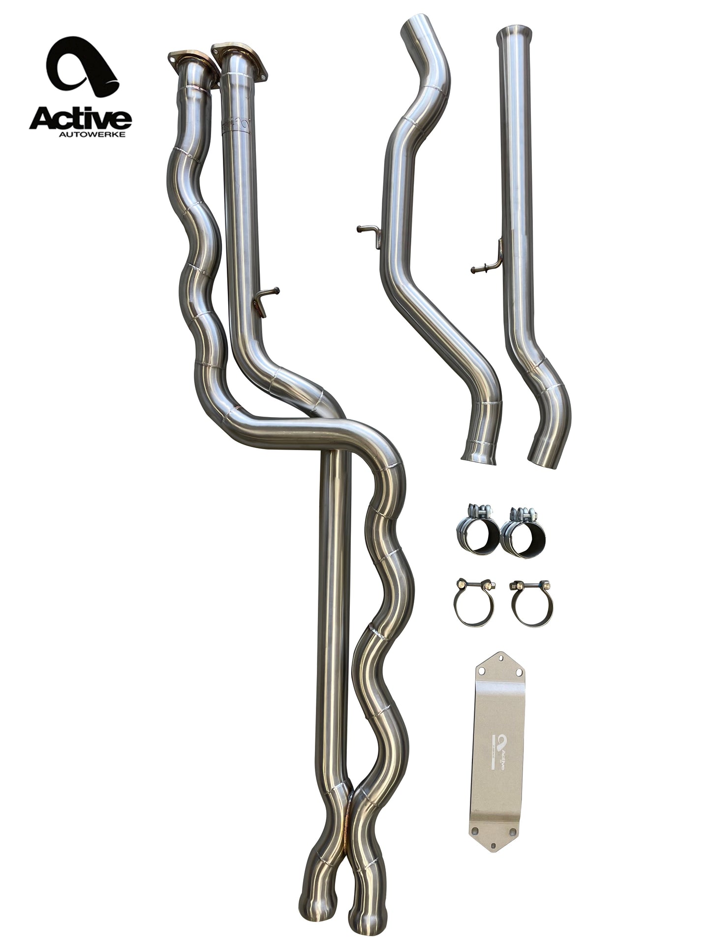 F8X BMW M3 & M4 Equal Length Mid Pipe (US Patent 11248511, UK and EU patent 3882441) includes Active F-brace and $90 fixed price shipping in lower 48 states
