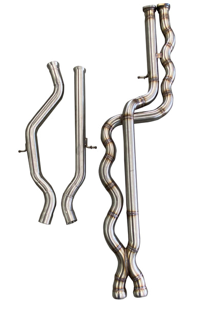 F8X BMW M3 & M4 Equal Length Mid Pipe (US Patent 11248511, UK and EU patent 3882441) includes Active F-brace and $90 fixed price shipping in lower 48 states