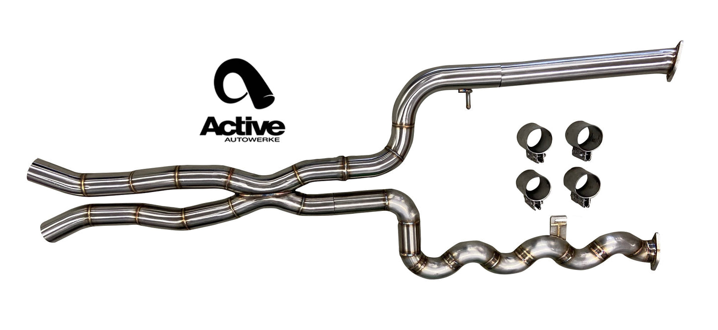 Active Autowerke G87 M2 Signature Equal Length mid-pipe (US Patent 11248511, UK and EU patent 3882441) with G87-brace and $90 fixed price shipping in lower 48 states