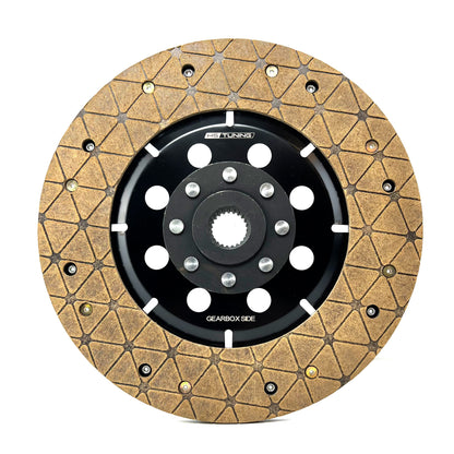 HS Tuning RSR Hybrid clutch disc with segmented sintered kevlar friction material and black unsprung hub