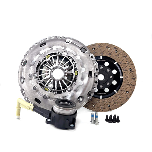 HS Tuning RSR Hybrid clutch kit featuring a pressure plate, clutch disc, throwout bearing, and mounting hardware.
