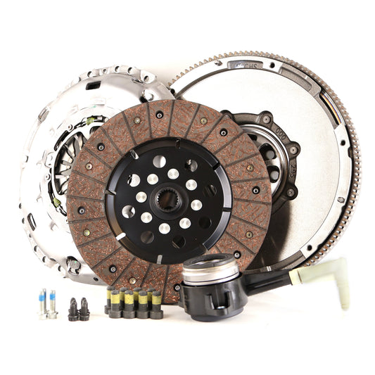 HS Tuning RSR SC clutch kit for VW MK7 GTI/GLI including pressure plate, clutch disc, flywheel, and hardware.