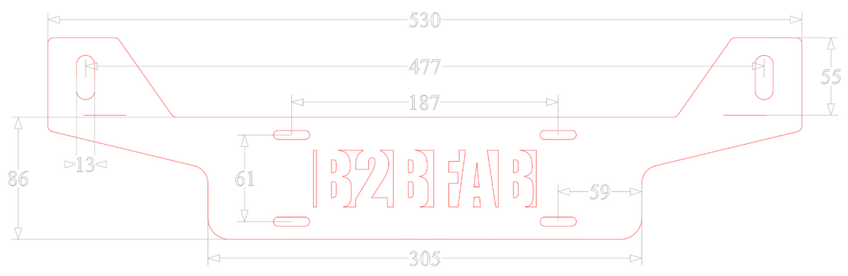 B2BFAB Auxiliary Two Position U.S. Plate Width Light Bracket