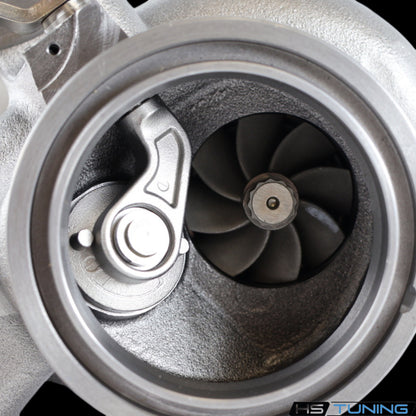 BMTS 40009785 turbine housing interior showing the wastegate valve and turbine wheel
