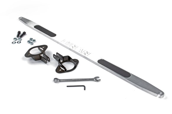 Dinan Shock Tower Brace - 1992-1999 BMW 318i/323i/325i/328i/M3 Rear - Brushed Aluminum w/ Carbon Inlays - E36