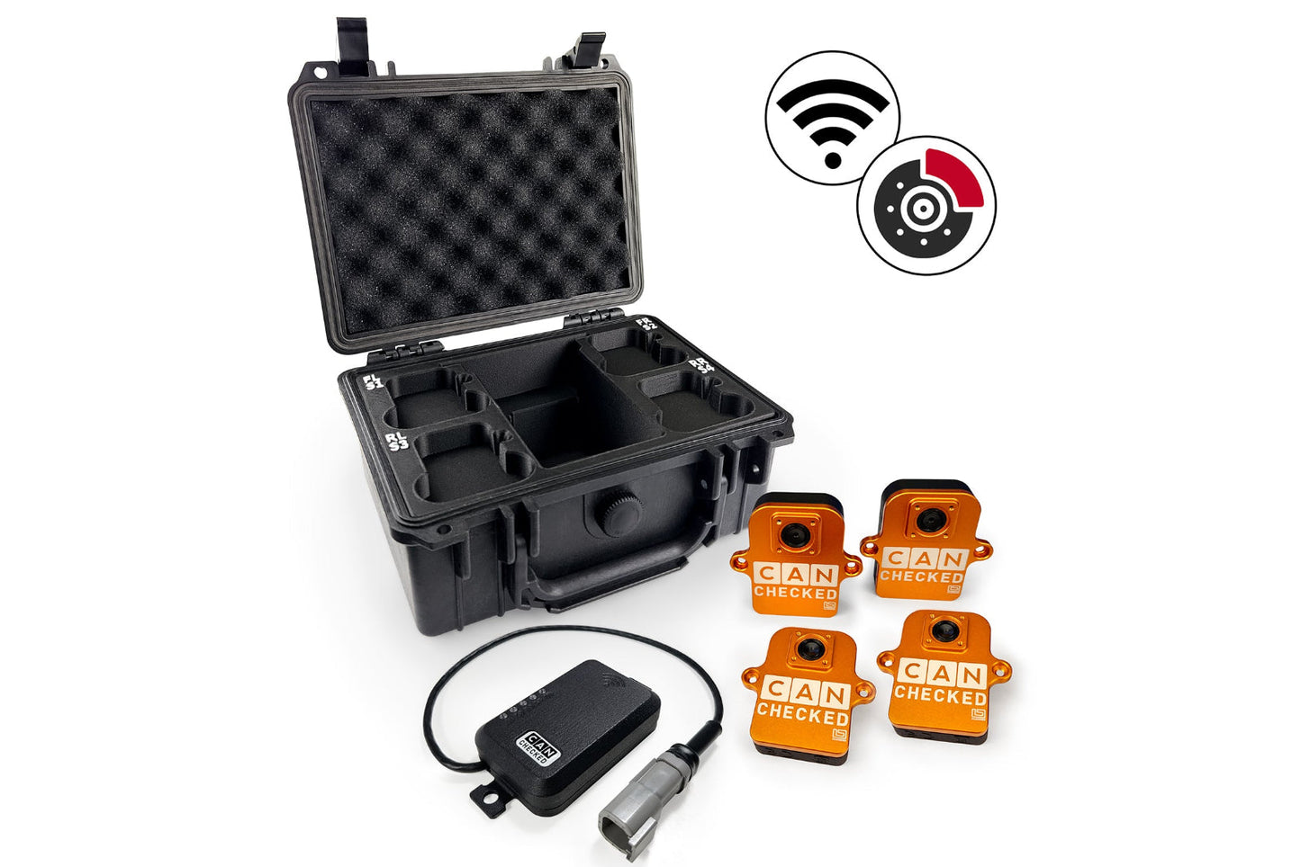 CANchecked BMU04 Brake Temperature Monitoring Set - Wireless and Charging Box