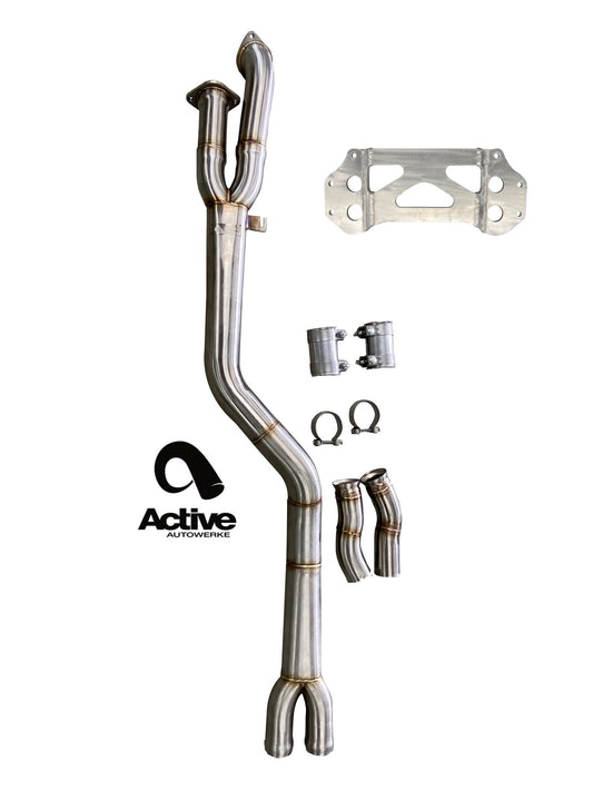 Active Autowerke G87 M2 Signature single mid-pipe with G87-brace and $90 fixed price shipping in lower 48 states