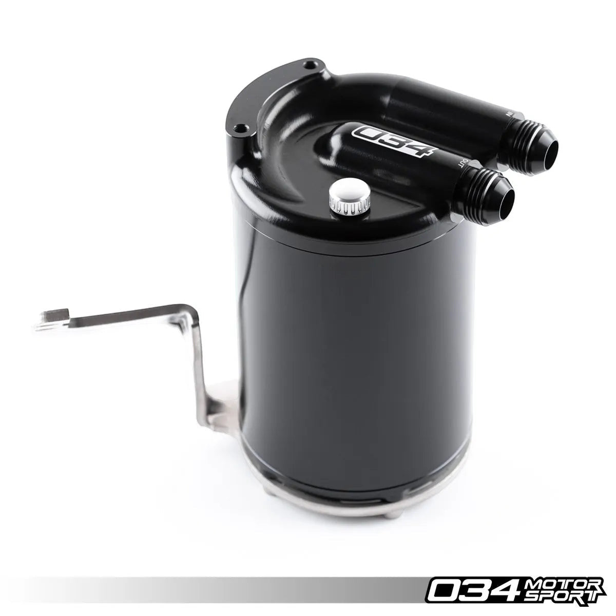HS Tuning 034Motorsport black anodized billet aluminum catch can for Audi SQ5 with integrated dipstick