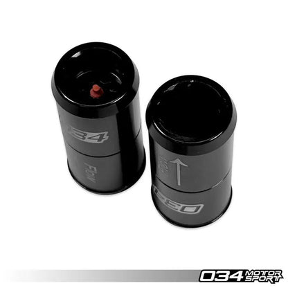 HS Tuning 034Motorsport black anodized billet aluminum PCV check valves for Audi 3.0T engines