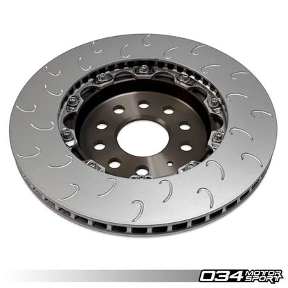 HS Tuning 034Motorsport 2-piece floating rear brake rotor with J-slot design and aluminum hat for VW and Audi MQB