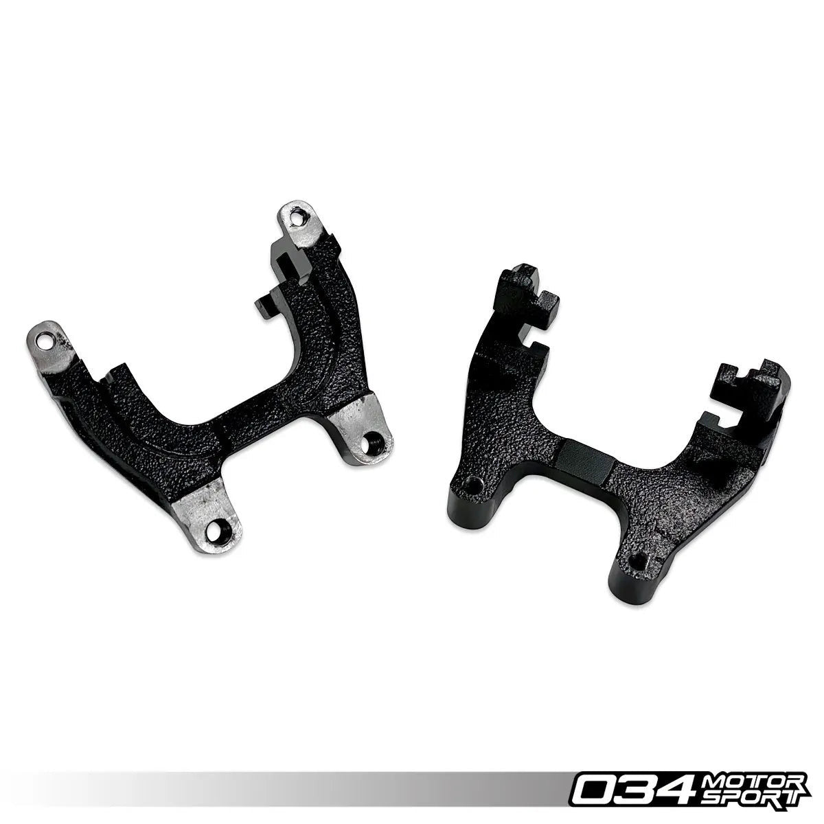 HS Tuning 034Motorsport black metal rear brake caliper carrier brackets for MQB VW and Audi performance upgrades