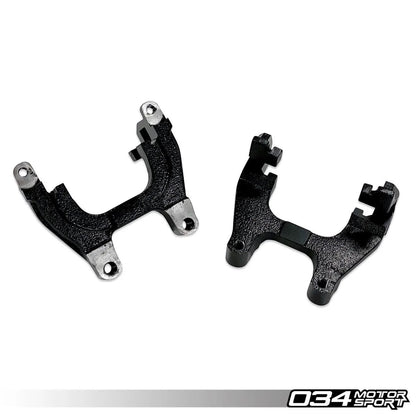 HS Tuning 034Motorsport black metal rear brake caliper carrier brackets for MQB VW and Audi performance upgrades