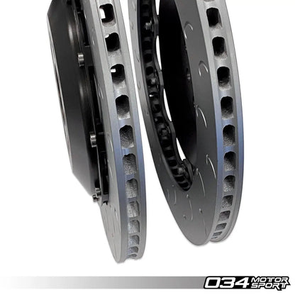 HS Tuning 034Motorsport 350mm 2-piece floating rear brake rotors with J-slot design for MQB VW and Audi vehicles