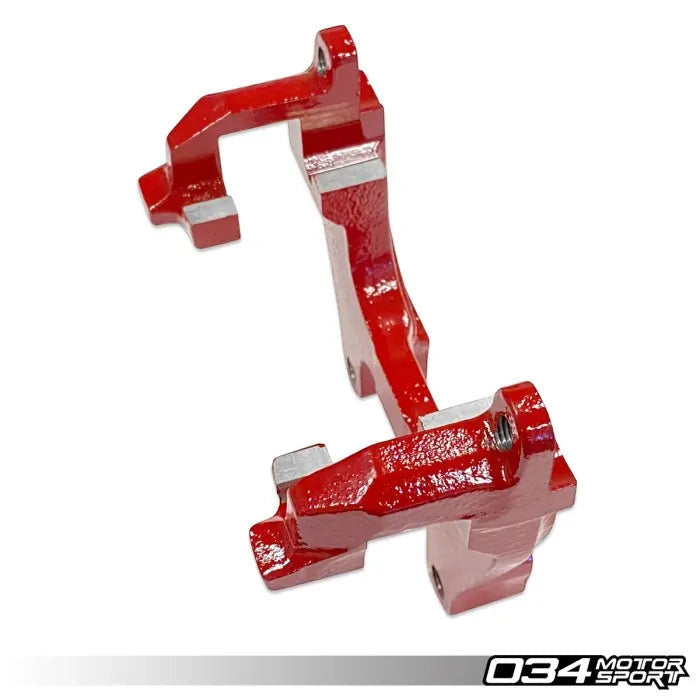 HS Tuning 034Motorsport red caliper carrier bracket for MQB VW and Audi rear brake rotor upgrade