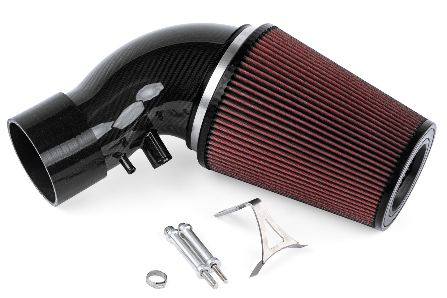 HS Tuning APR carbon fiber intake system with red performance filter and mounting hardware for 2.5T EA888.2 engine