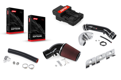 HS Tuning APR Power Pack for 2.5T EA888.2 including ECU and TCU software, carbon fiber intake, and APR badge.