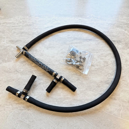 HS Tuning Jackal Motorsports Audi CREC MPI fueling upgrade kit featuring ethanol-safe black hoses and stainless clamps.