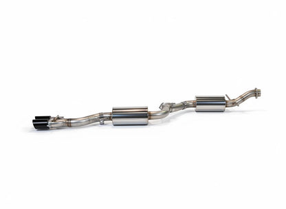 HS Tuning AWE Touring Edition exhaust system for Audi B8 A4 with quad diamond black tips on a white background