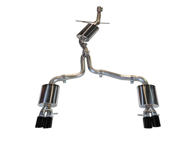 HS Tuning AWE Touring Edition quad tip exhaust system for Audi B8 A4 with diamond black tips and stainless steel piping