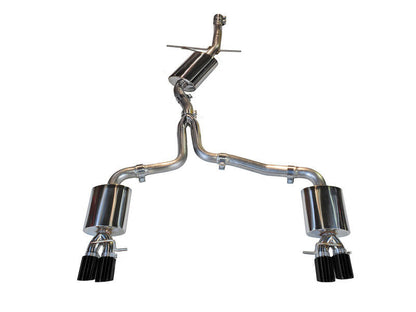 HS Tuning AWE Touring Edition quad exhaust system for Audi B8 A4 with diamond black tips and stainless steel piping