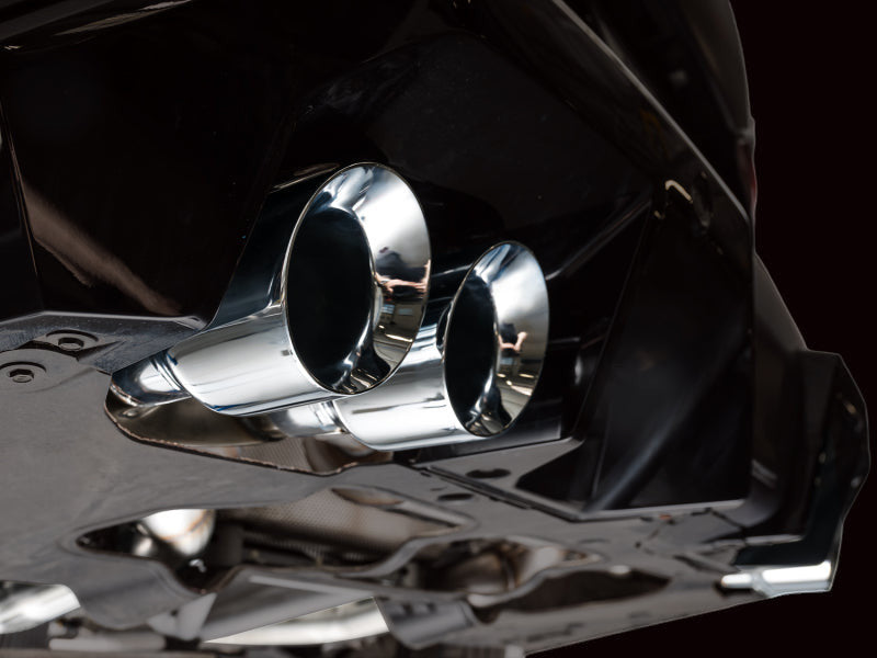 HS Tuning AWE Tuning BMW M5 Track Edition cat-back exhaust featuring polished chrome silver dual exhaust tips