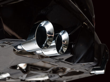 HS Tuning AWE Tuning BMW M5 Track Edition cat-back exhaust featuring polished chrome silver dual exhaust tips