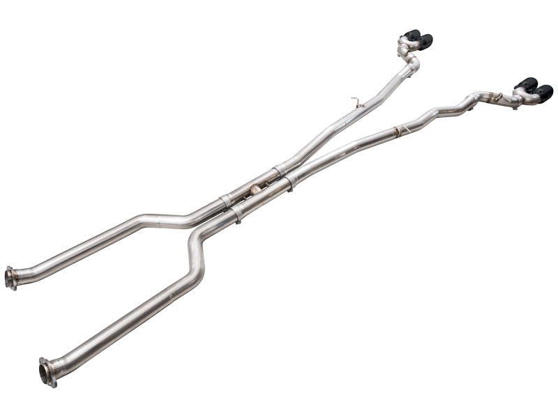 HS Tuning AWE Tuning BMW M5 Track Edition cat-back exhaust system featuring stainless steel piping and diamond black tips