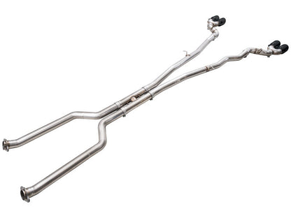 HS Tuning AWE Tuning BMW M5 Track Edition cat-back exhaust system featuring stainless steel piping and diamond black tips
