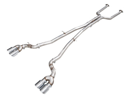 HS Tuning AWE Tuning Track Edition cat-back exhaust for BMW M5 with polished chrome silver quad tips