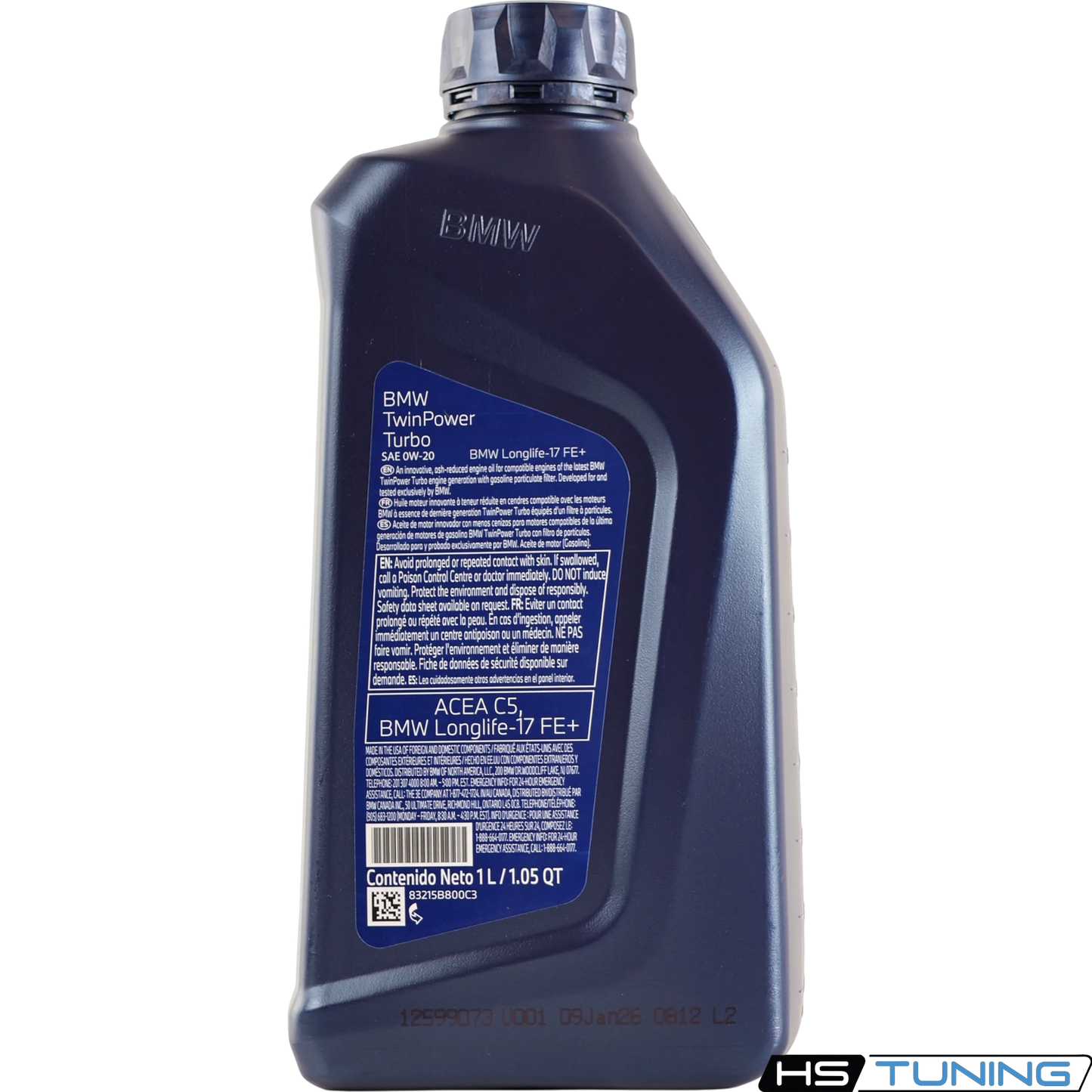 HS Tuning Genuine BMW 0W-20 TwinPower Turbo full-synthetic engine oil bottle for gasoline engines
