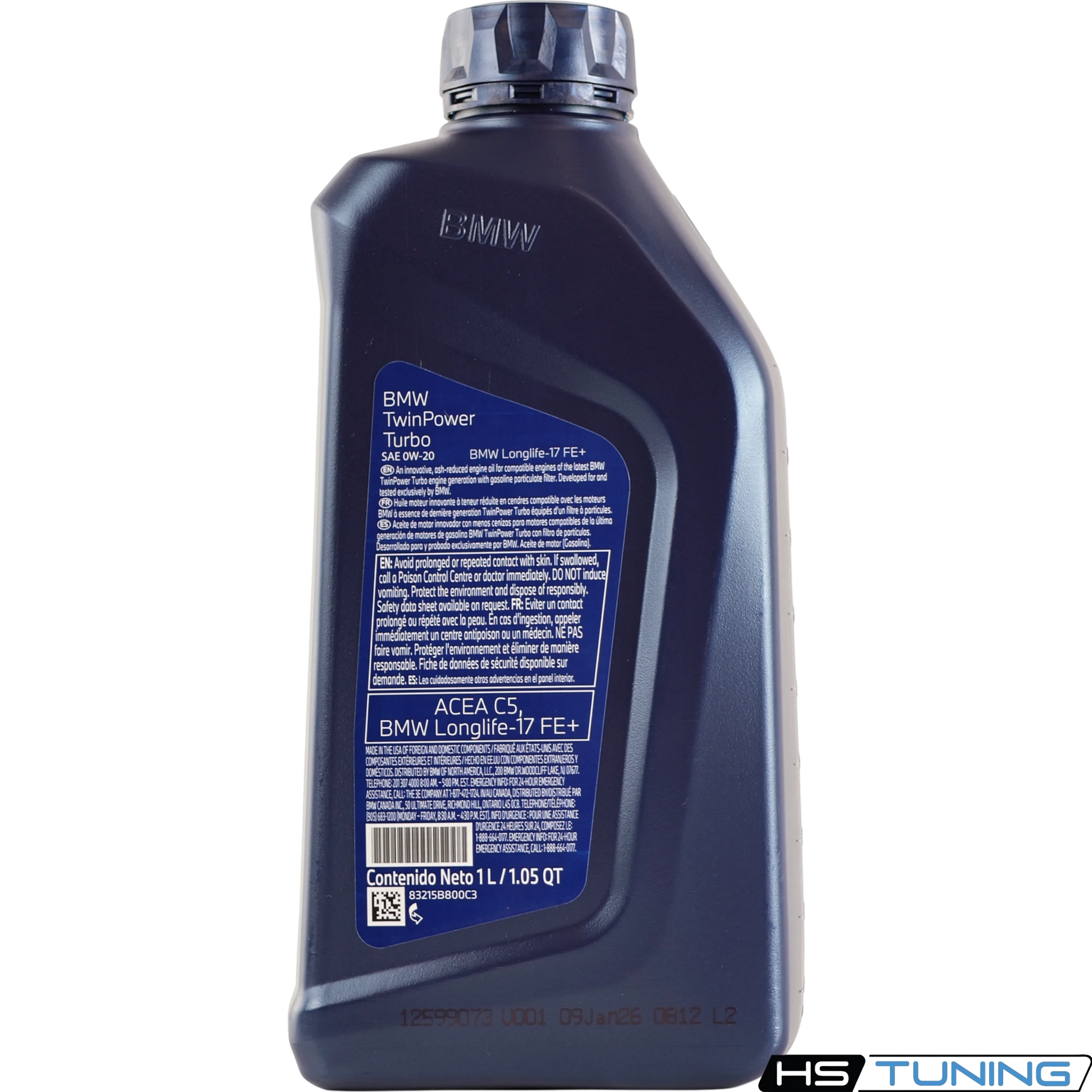 HS Tuning Genuine BMW 0W-20 TwinPower Turbo full-synthetic engine oil bottle for gasoline engines