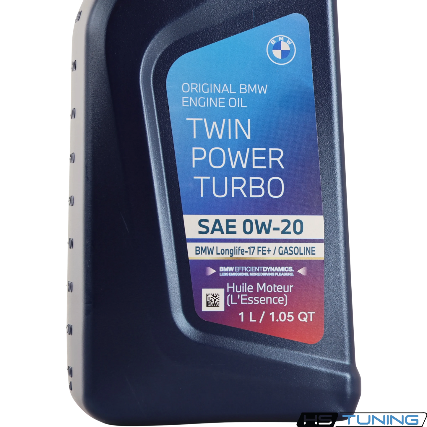 HS Tuning Genuine BMW TwinPower Turbo 0W-20 full-synthetic engine oil in a 1-liter bottle for gasoline engines.