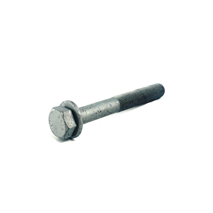 Genuine BMW lower control arm bolt with a metallic grey finish, designed for rear suspension assembly repairs. Genuine BMW | Strut Mount Bolt | 07-11-9-906-100
