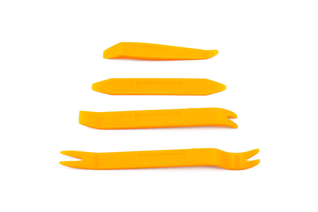 HS Tuning CANchecked orange plastic trim removal tool set for automotive interior panel disassembly