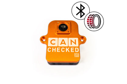 HS Tuning CANchecked TMB01 orange infrared tire temperature sensor with Bluetooth connectivity for racing data