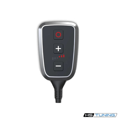 HS Tuning DTE PedalBox throttle controller for Volkswagen Golf R with black interface and plus minus adjustment buttons