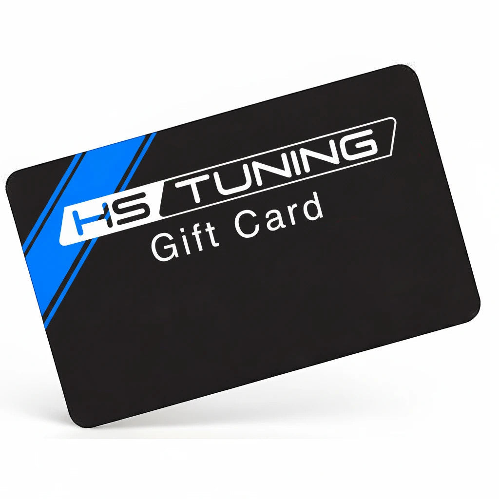 HS Tuning digital gift card featuring a black and blue design with the company logo