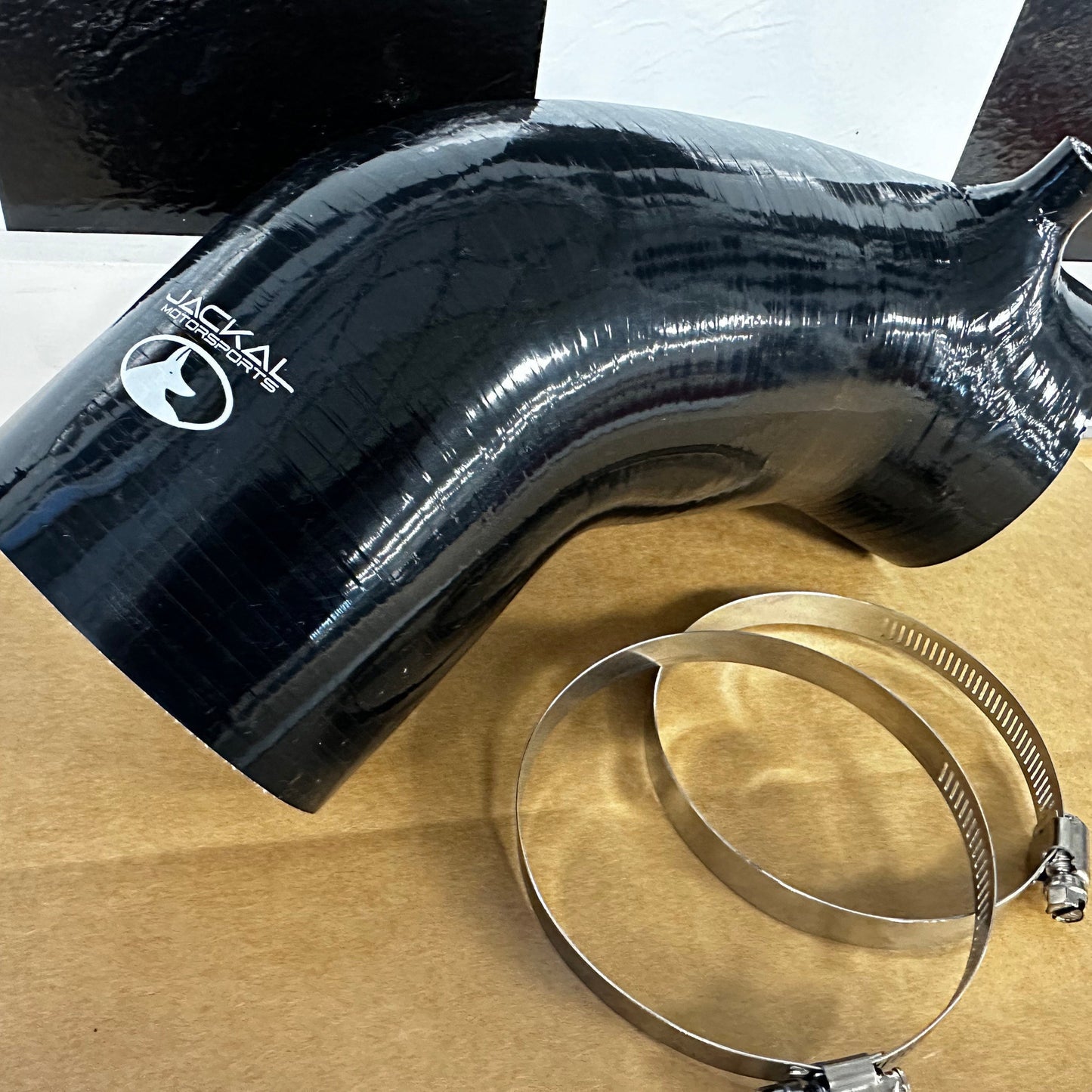 HS Tuning Jackal Motorsports black silicone air intake inlet pipe with metal clamps for B6/B7 S4 performance engines