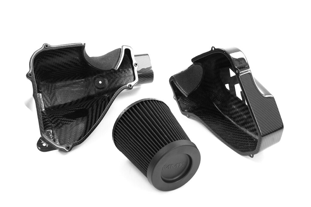HS Tuning MMX Performance carbon fiber air boxes and performance cone filter for BMW G8X S58 engine